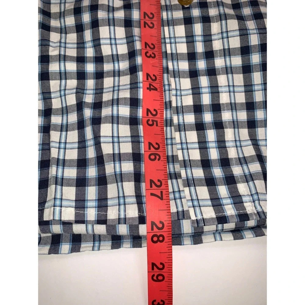 Wrangler Mens XL Short Sleeve Button Down Shirt Blue White Plaid Wrinkle Resist - Picture 11 of 11